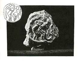 The seal from the Tepe Gawra Mound showing a naked man and a naked woman followed by a serpent.